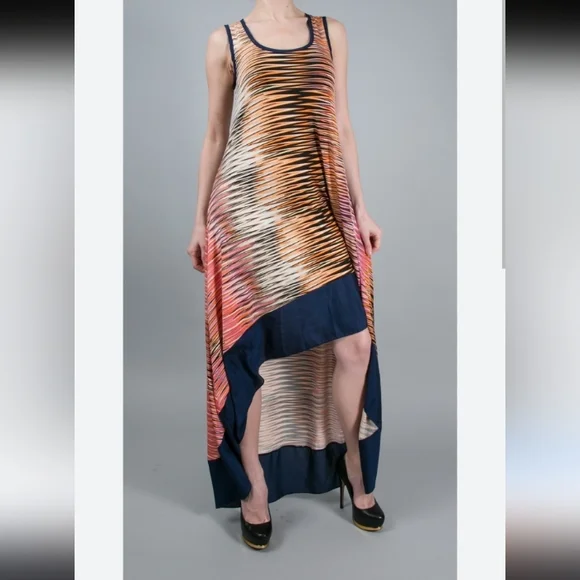 🦄 Elegant Multicolor Sleeveless Dress Size Large 24" And Stretchy - Picture 2 of 15